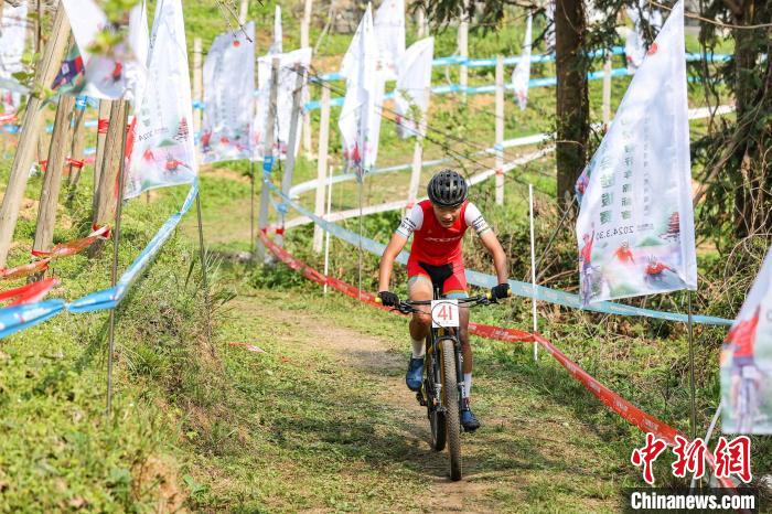 贵州福泉春山赛场：山地自行车选手切磋骑技，